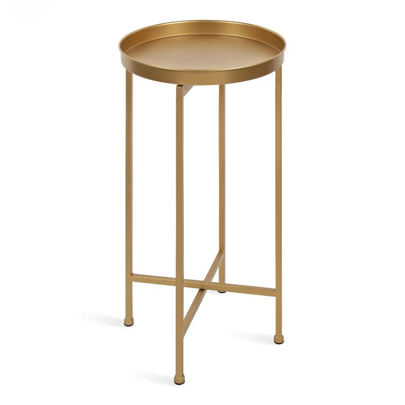 Kate and Laurel Celia Round Metal Foldable Tray Accent Table, 1 of 9