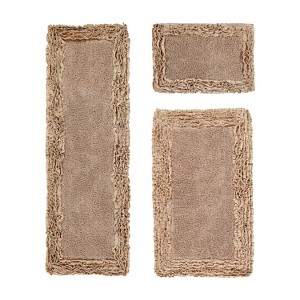 Shaggy Border Collection 3-Piece Bath Rug Set 100% Cotton Tufted Weave Ruffle Border Pattern Bathroom Rug for Machine Washable Bathmat - 1 of 4
