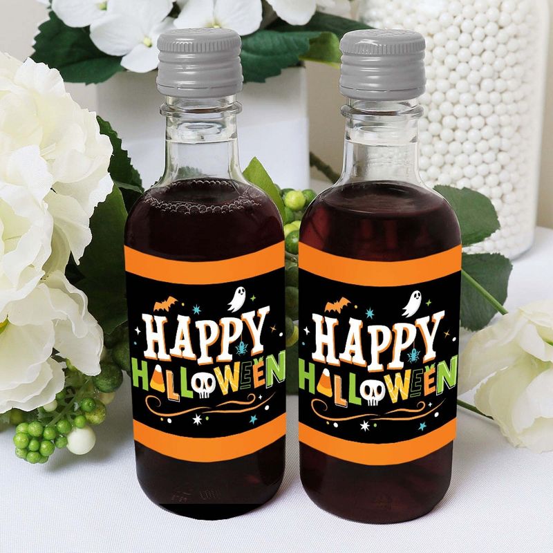 Big Dot of Happiness Jack-O'-Lantern Halloween - Mini Wine & Champagne Bottle Label Stickers - Halloween Party Favor Gift for Women & Men - Set of 16, 5 of 8