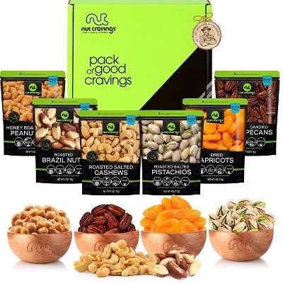 Dried Fruit & Nuts Gift Basket in Green Box (6 Assortments) Gourmet Bouquets Arrangement Platter