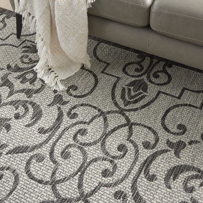 Country Side Ivory & Charcoal Flat Woven Synthetic Area Rug