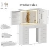 PAKASEPT Vanity with Lighted Mirror, Vanity Desk with Visible Glass Tabletop, 11 Drawers, Hidden Sliding Shelves and Charging Station, White - 2 of 4