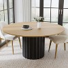 PexFix 60" Solid Wood Round Dining Table Kitchen Table for 6-8 with Tabletop and Fluted Cylindrical Base for Living/Dining Room Coffee Office Natural - 2 of 4