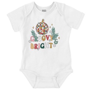Christmas Disco Ball Groovy Bright Baby Romper Boys or Girls Brisco Brands - 1 of 4