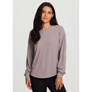 RBX Active Women's Legging Friendly Micro Ribbed Ultra Soft Fashion Lounge Pullover Top - 1 of 4