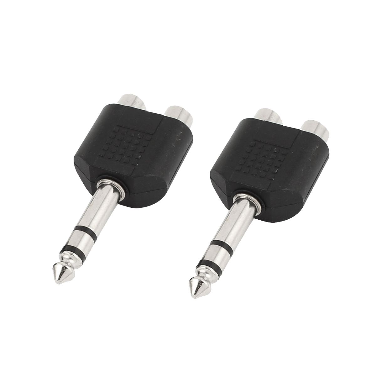 Unique Bargains Plastic Metal Double Track Black Audio Adapter 6.2 x 2.5 x 1.2cm 2 Pcs - thumbnail 3