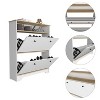 TIRAMISUBEST Light Oak and White Shoe Rack with 2 Shelves and Superior Top - Versatile Storage Solution - 4 of 4