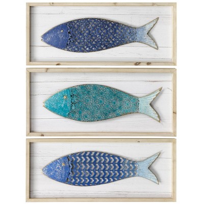 Set of 3 Metal School of Three Fish Wall Art Panels - StyleCraft