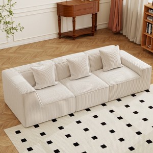 Resenkos 111" Modular Sctional Couches with Deep Seat, Compression Cloud Sofa Soft Corduroy Upholstered for Living Room Bedroom - 1 of 4