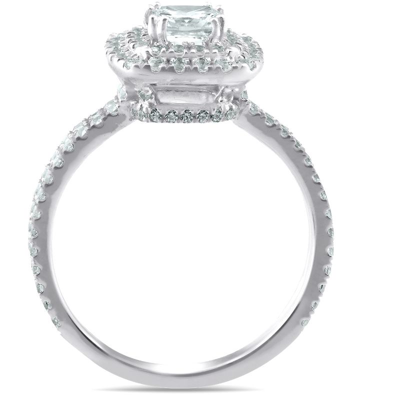 Pompeii3 1 1/3 Ct Cushion Halo Diamond Pave Engagement Ring 14k White Gold, 3 of 6