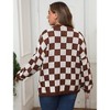 Women's Plus Size Fall Casual Color Block Loose Sweater Cardigan Open Front Shirt Top - 4 of 4