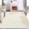 Modern Abstract Area Rug Washable Rug for Living Rooms, Indoor Contemporary Stripe Printed Floor Covering, Soft Neutral Foldable Non Slip Rugs - 3 of 4