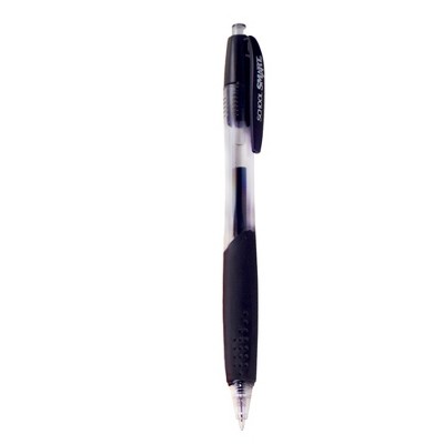 School Smart Retractable Gel Pens with Grip, Black Ink, Pack of 48