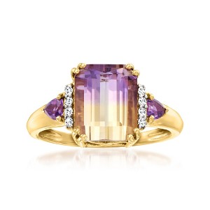Ross-Simons 2.70 Carat Ametrine and .10 ct. t.w. Amethyst Ring With Diamonds in 14kt Yellow Gold Size 7 - 1 of 4