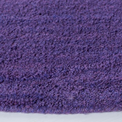 Handmade Purple Wool Round Area Rug, 4' Diameter