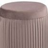 Kumasinova Round Upholstered Ottoman Stool,Accent Footrest Ottoman with Tropical Wooden Frame,Chic Vanity Stool for Living Room & Vanity,Mauve - 4 of 4