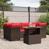 vidaXL Patio Sofa Set with Cushions Modular Outdoor Seating 7 Piece Poly Rattan - Brown - 2 of 4