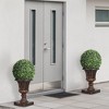 Whizmax 2 Pack 12” Faux Boxwood Topiary Balls with Led Lights for Outdoor Decor in Backyard, Balcony, Garden, Weddings, and Home Decoration - 3 of 4