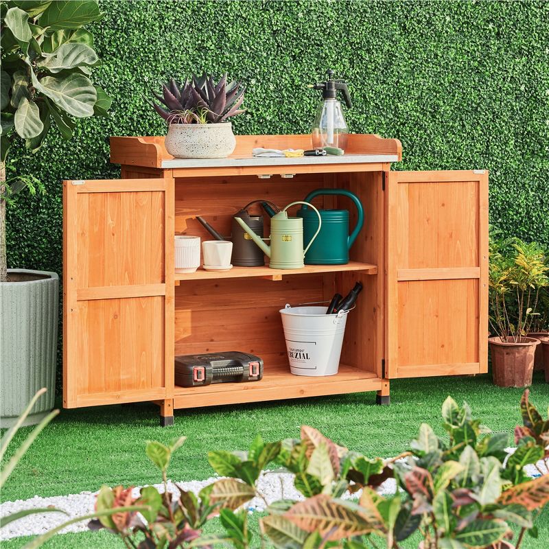 Yaheetech Outdoor Garden Potting Bench Table with Cabinet, 3 of 12