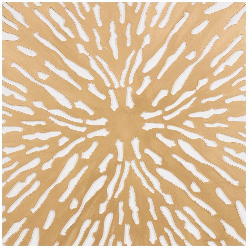 36&#34;x36&#34; Wooden Starburst Round Abstract Carved Wall Decor with White Backing Gold - Olivia &#38; May, 3 of 9