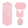 Waterford Collection Tufted Bath Rug, Extra Soft and Absorbent, Non-Slip Bath Mats, Machine Washable bath rugs for Bathroom, 4 Piece Set, Pink - 2 of 4