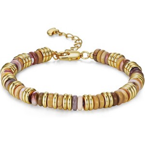 Colorful 18K Gold Plated Bracelets for Women with Beaded Stone Design, Stack Bangle Jewelry Set for Fashion Gifts - 1 of 4