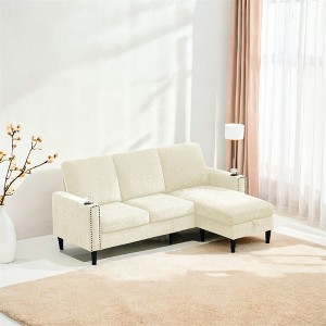 3 Seater L-Shape Chenille Sectional Sofa with Storage Chaise - 1 of 4