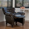 Push Back Button-Tufted Recliner Chair with Rolled Arms and Copper Accents - 3 of 4