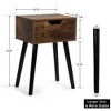 Sevobal Nightstands Vintage Single Draw Nightstand With Drawer, And Pine Wood Legs, 2 Sets, Simple Design, Multicolored, 15.75"*11.81"*23.23" - 3 of 4