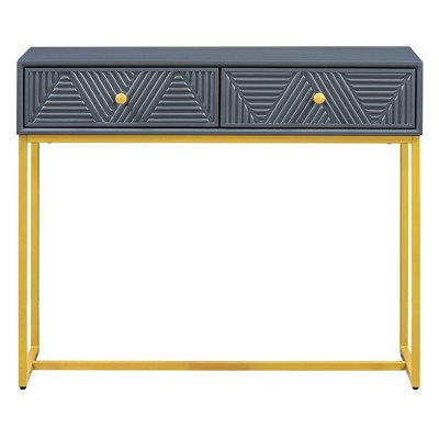 VYNXARIA Console Tables - Modern Sleek Design with Storage, Gray and Gold Finish for Living Room and Entryway