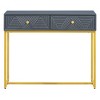 MAYEERTY Modern Narrow Console Table with Storage 2 Drawers Stripe Design for Living Room Hallway Gray - 4 of 4
