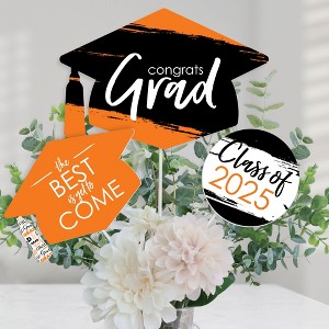 Big Dot of Happiness Orange 2025 Graduation Party Centerpiece Sticks - Table Toppers - Set of 15 - 1 of 4
