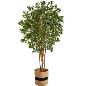 Nearly Natural 6-ft Japanese Maple Artificial Tree in Handmade Natural Cotton Planter - 1 of 4
