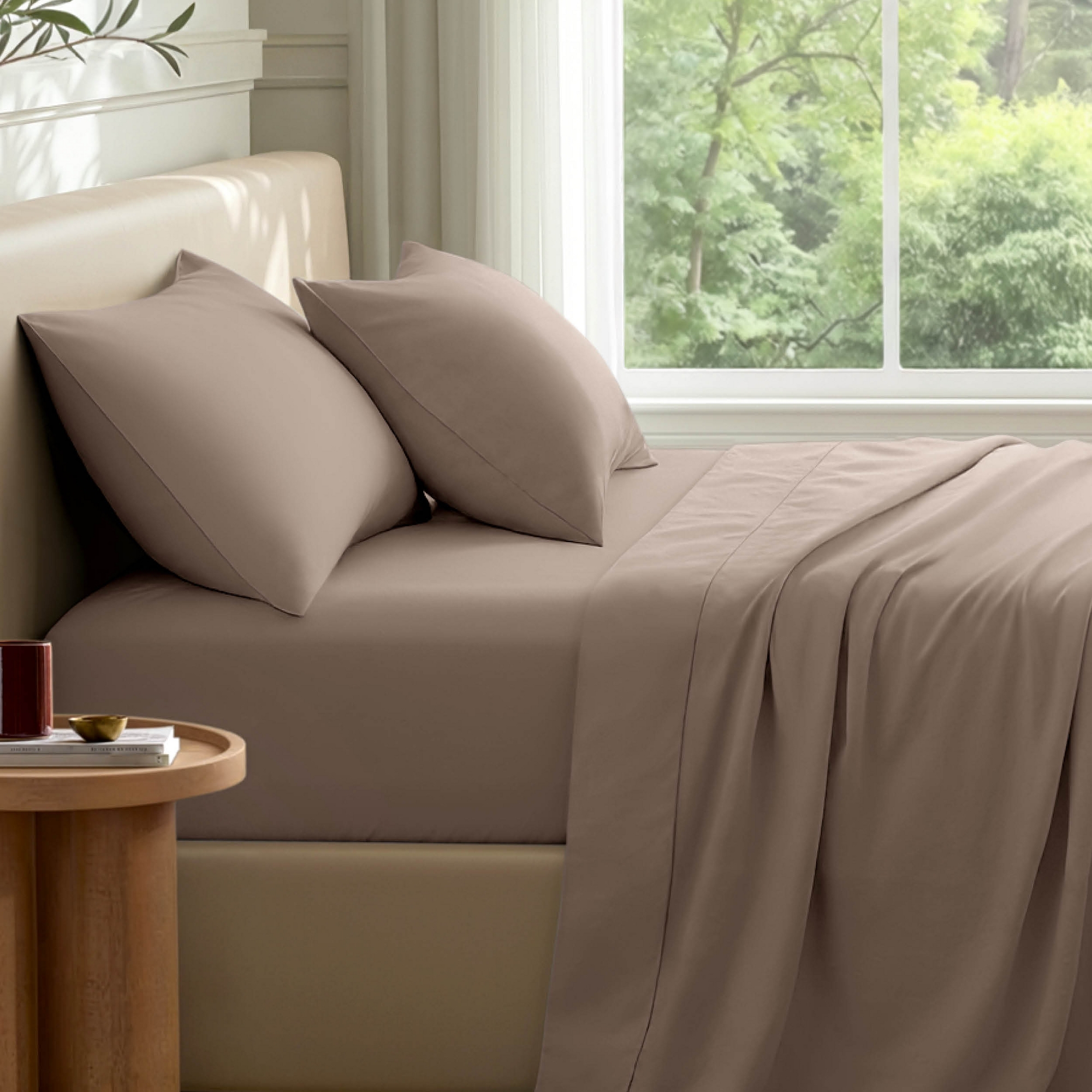 4 Piece Ultra Soft Easy Care Sheet Set with Envelope Pillowcases by Bare Home - Queen, Taupe