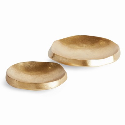 Plum & Post Nico Decorative Bowls, Set of 2 - Gold Cast Aluminum