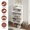 Vynxaria Modern Arc Design Shoe Cabinet - 3-Drawer Shoe Storage for Entryway and Outdoor, Finished in Elegant White. - 3 of 4