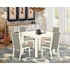5-Piece Linen White Finish Solid Wood Top - Rectangular Dining Room Set with High Back - Seats 4 - 2 of 4