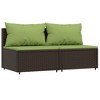 vidaXL 3 Piece Patio Lounge Set with Thickly Padded Cushions, Brown Rattan Outdoor Sofa Set for Garden, Patio, or Deck - 3 of 4