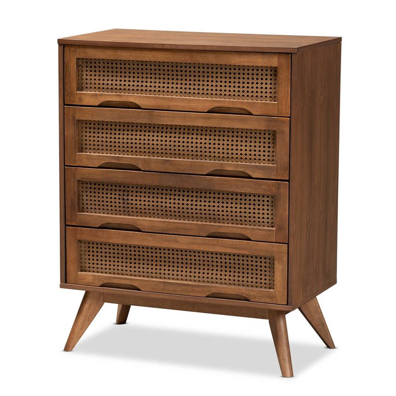 Barrett Wood and Synthetic Rattan 4 Drawer Chest Walnut Brown - Baxton Studio, 1 of 13