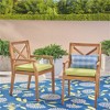 SKRAN Outdoor Acacia Wood Dining Chair, Set of 2 with 2 Polyester Cushions for Backyard, Poolside and Garden (Green,Teak) - 2 of 4