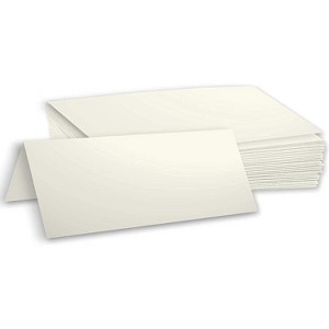 Hamilco Blank Tent Name Place Table Cards 3 1/2" x 11" Folded Card Stock - Cream Cardstock Paper 80lb Cover - 100 Pack - 1 of 4