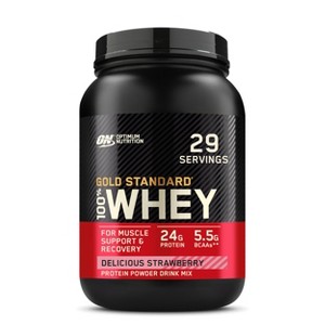 Optimum Nutrition Gold Standard 100% Whey Protein Powder, Delicious Strawberry, 2 Pound (Packaging May Vary) - 1 of 4