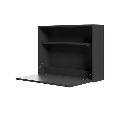 Slim Small Wall Mounted Secretary Desk Black - Nexera