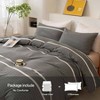 Set of 3 Duvet Cover Set, King, 100 Washed Cotton, Grey Stripes, Ultra Soft - 2 of 4