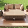 Tangkula Outdoor Rattan Double Daybed Wicker Chaise Lounge for 2 w/ Seat & Back Cushions - 2 of 4