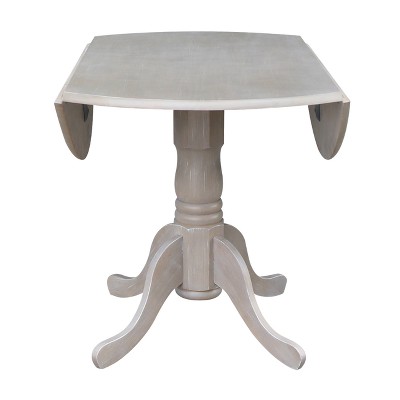 42" Washed Gray Taupe Round Wood Extendable Dining Table
