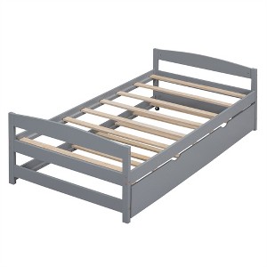 COWLOWN Twin Size Platform Bed with 2 Drawers, Storage Bed Frame with Wheels for Bedroom & Living Room - 1 of 4