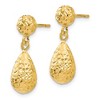 Black Bow Jewelry Diamond Cut Teardrop Post Dangle Earrings in 14k Yellow Gold, 20mm - 2 of 4