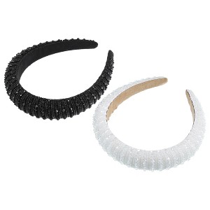 Unique Bargains Women's Luxury Sparkly Rhinestone Wide Headbands 2Pcs - 1 of 4