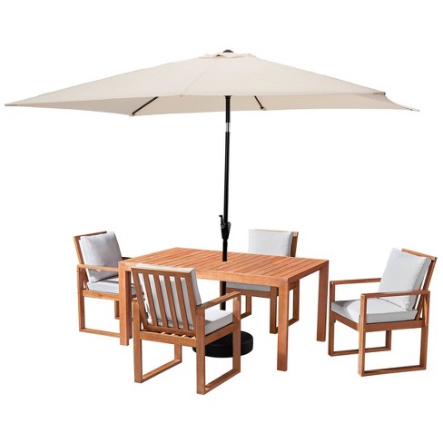 Alaterre Furniture 6pc Outdoor Patio Dining Set, Weston Table with 10' Rectangular Umbrella - image 1 of 4